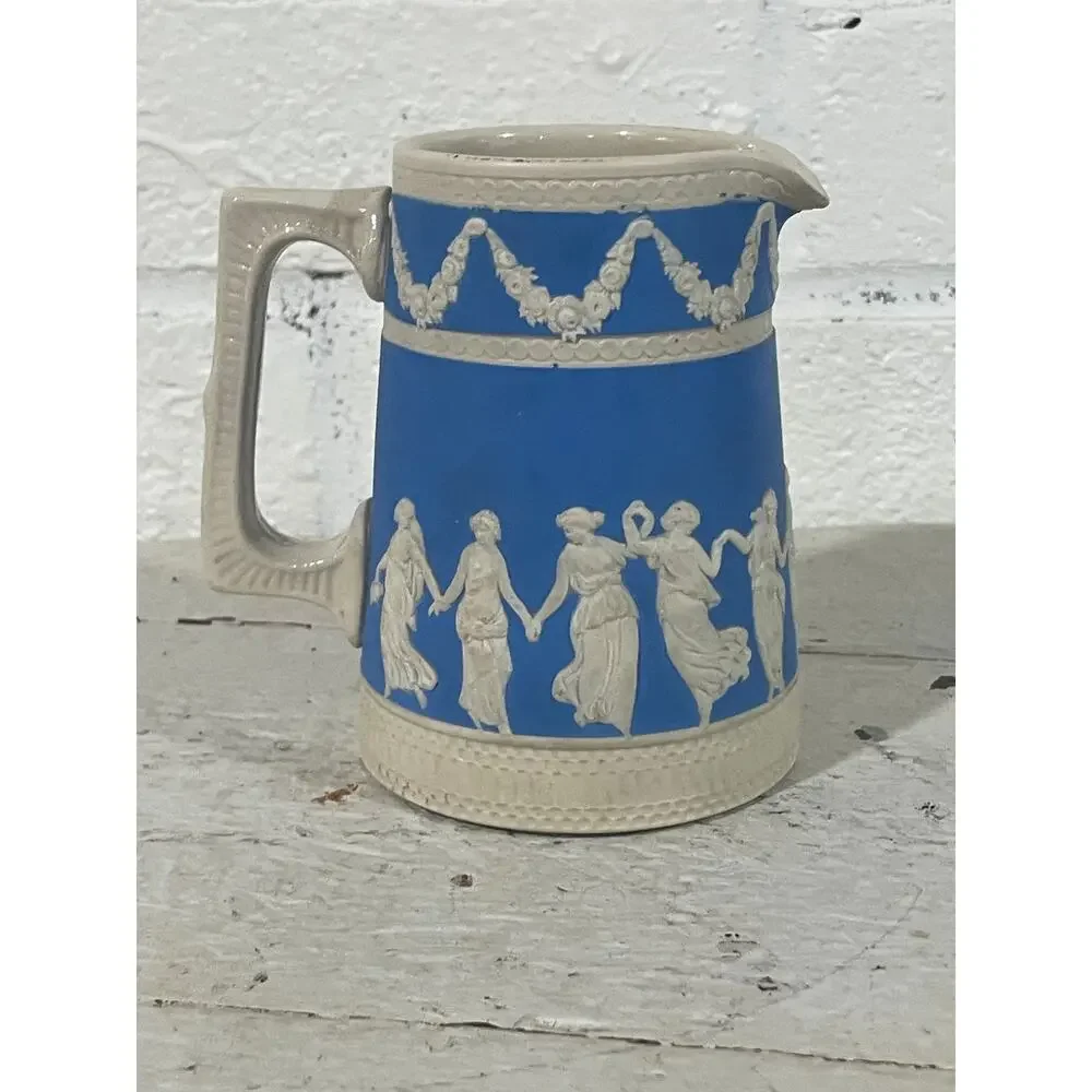 Vintage Copeland Spode England Blue Jasperware Dancing Hours Creamer